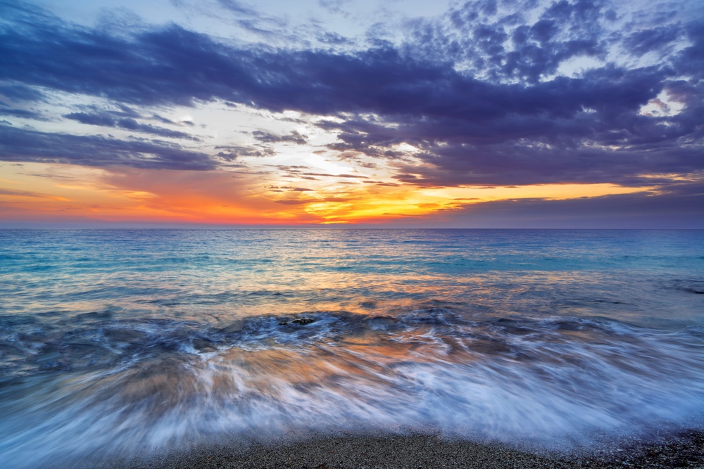 Sunset at the beach in Lefkada Greece